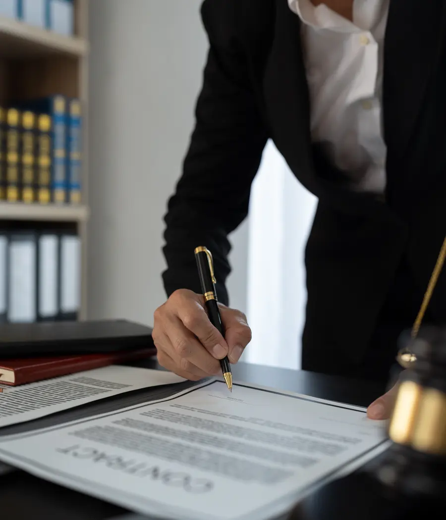 Notary reviewing a document